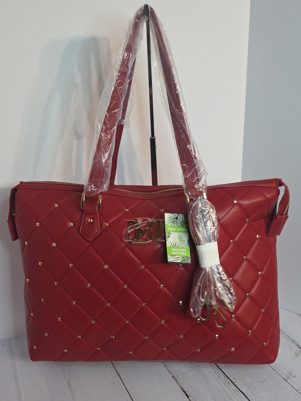 Badgley Mischka Quilted Studded Tote NWT